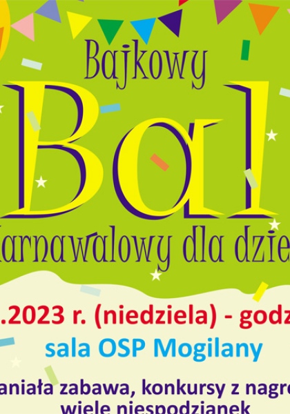 Bajkowy Bal Karnawałowy dla dzieci
